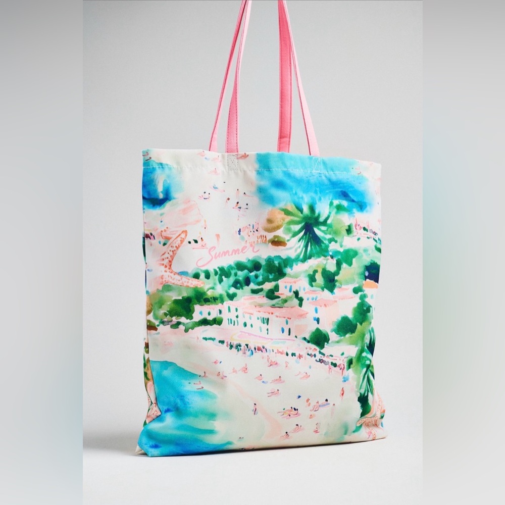 Anthropologie Graphic Canvas Tote Bag, NWT